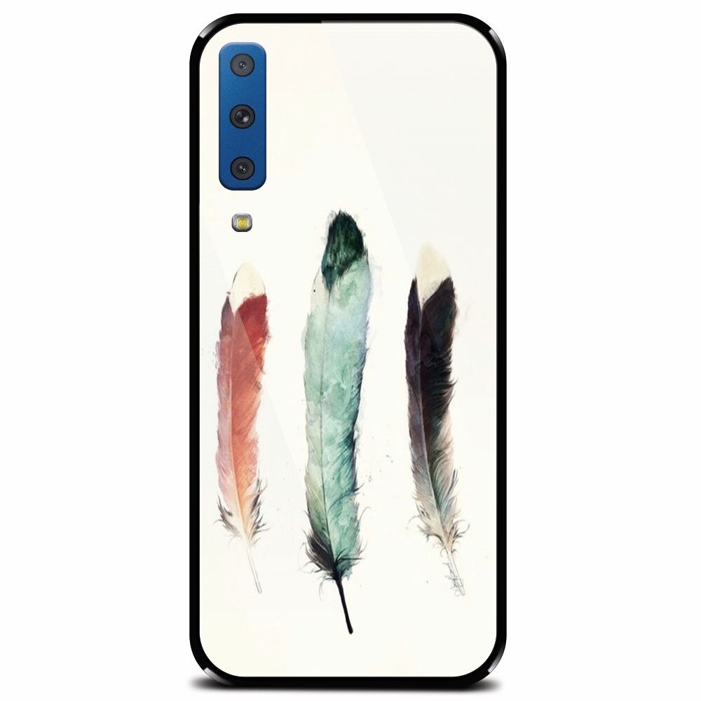 Husa din sticla securizata pentru Samsung Galaxy A7 (2018), Three Feathers
