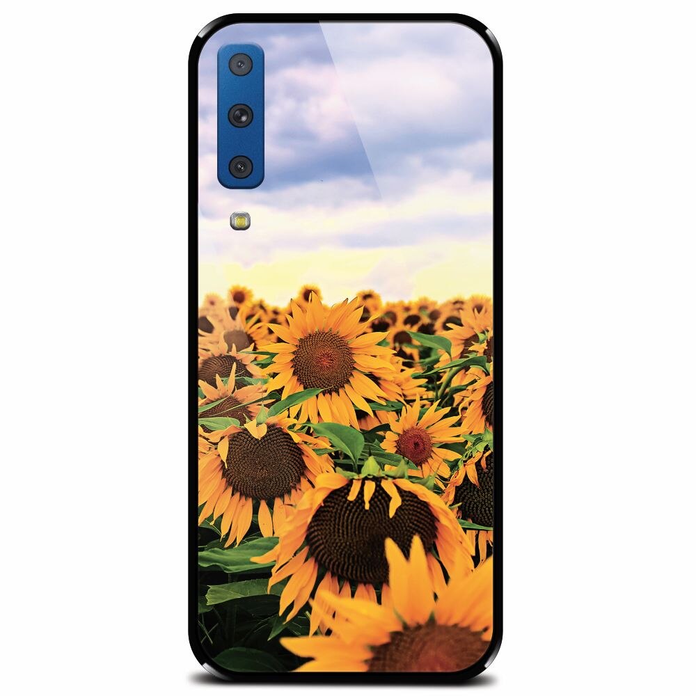 Husa din sticla securizata pentru Samsung Galaxy A7 (2018), Sunflowers