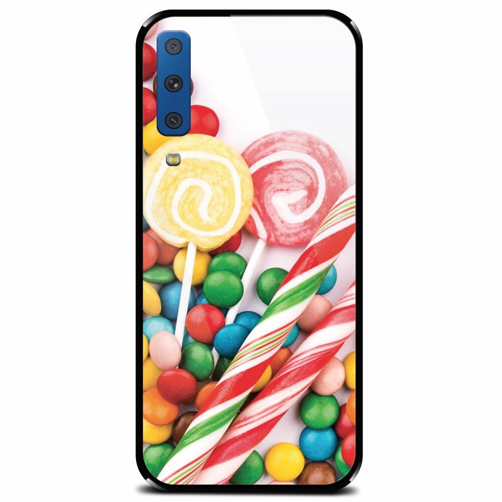 Husa din sticla securizata pentru Samsung Galaxy A7 (2018), Sweet Colorful Candy