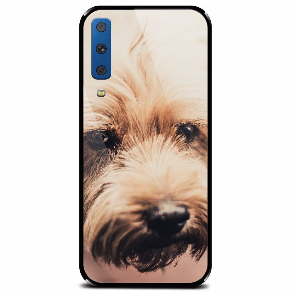 Husa din sticla securizata pentru Samsung Galaxy A7 (2018), Love Pup