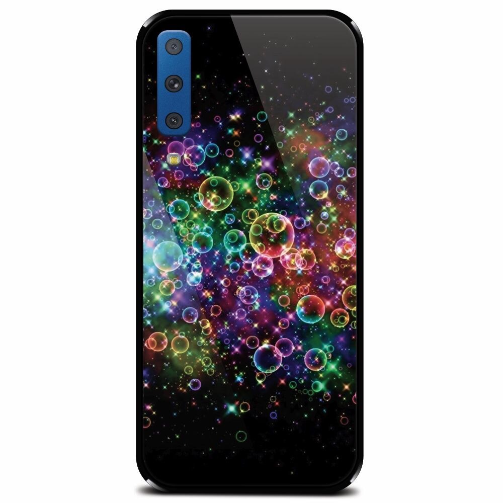 Husa din sticla securizata pentru Samsung Galaxy A7 (2018), Rainbow Colored Soap Bubbles