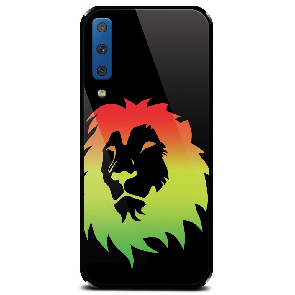 Husa din sticla securizata pentru Samsung Galaxy A7 (2018), Rasta Color Lion