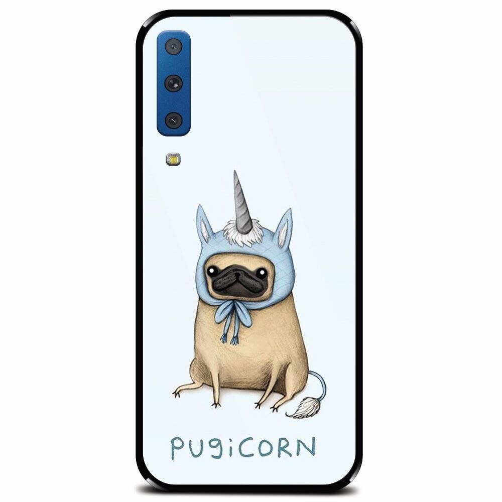 Husa din sticla securizata pentru Samsung Galaxy A7 (2018), Pugicorn