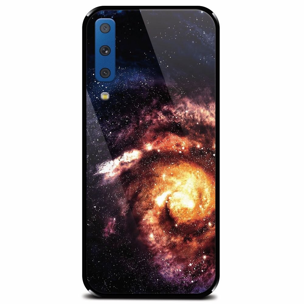 Husa din sticla securizata pentru Samsung Galaxy A7 (2018), Spiral Galaxy Illustration