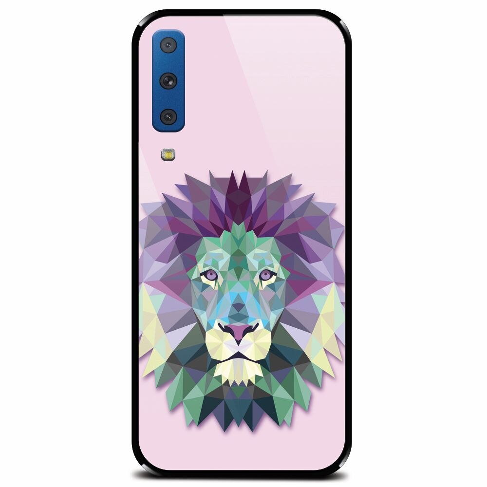 Husa din sticla securizata pentru Samsung Galaxy A7 (2018), Polygon Lion