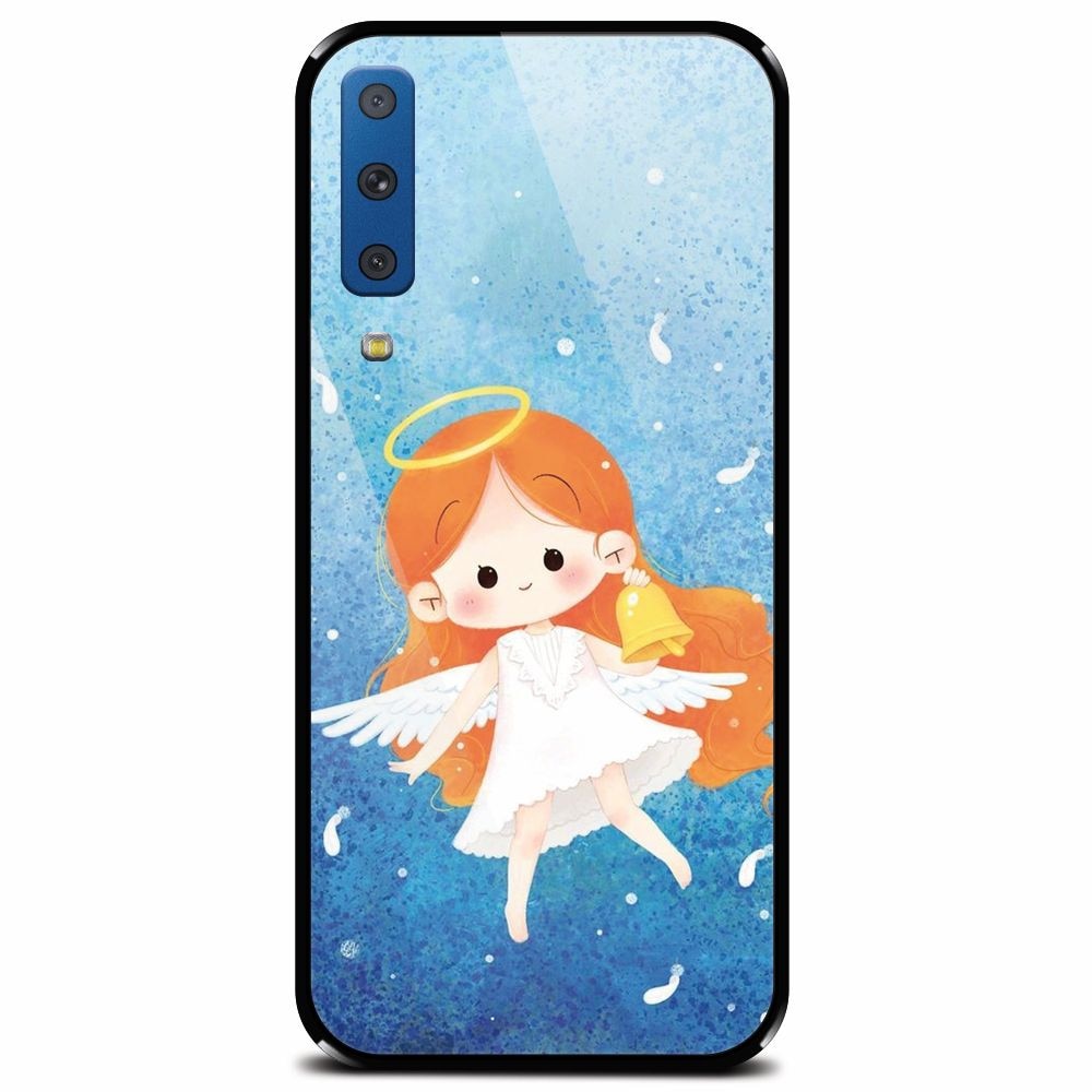 Husa din sticla securizata pentru Samsung Galaxy A7 (2018), Cute Angel