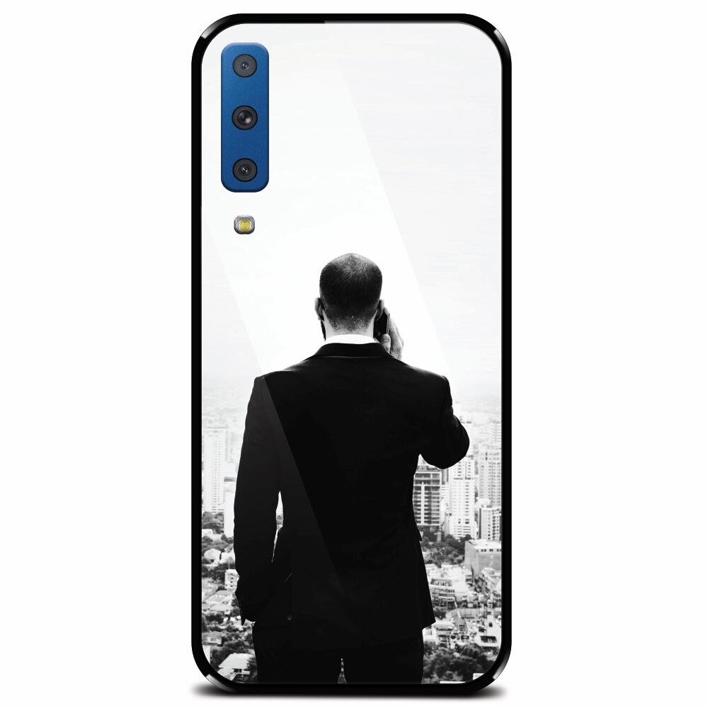 Husa din sticla securizata pentru Samsung Galaxy A7 (2018), Man In Suit