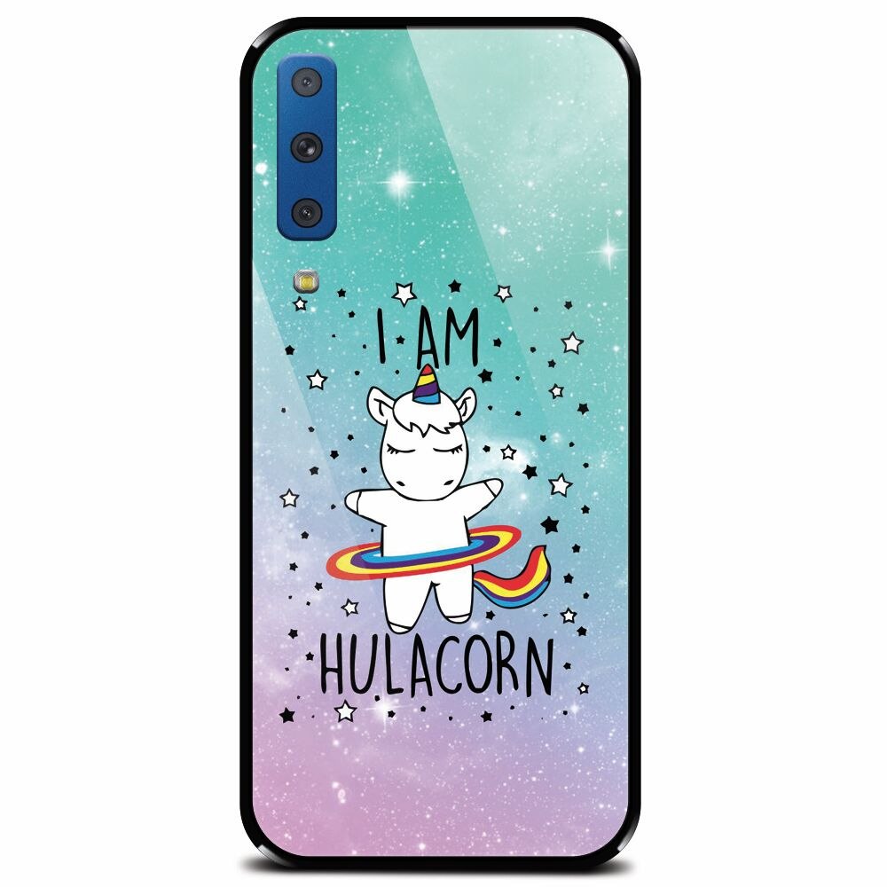 Husa din sticla securizata pentru Samsung Galaxy A7 (2018), I Am Hulacorn