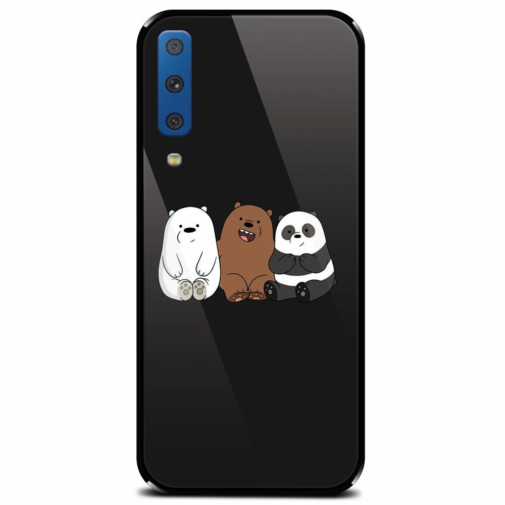 Husa din sticla securizata pentru Samsung Galaxy A7 (2018), Bears