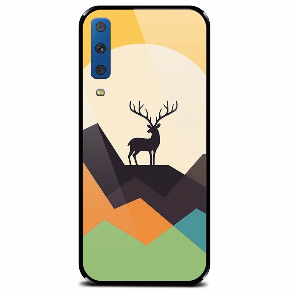 Husa din sticla securizata pentru Samsung Galaxy A7 (2018), Abstract Deer