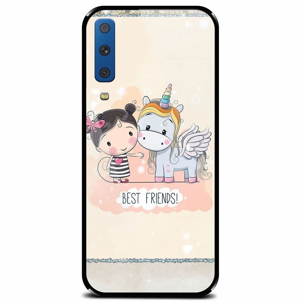 Husa din sticla securizata pentru Samsung Galaxy A7 (2018), Best Friends