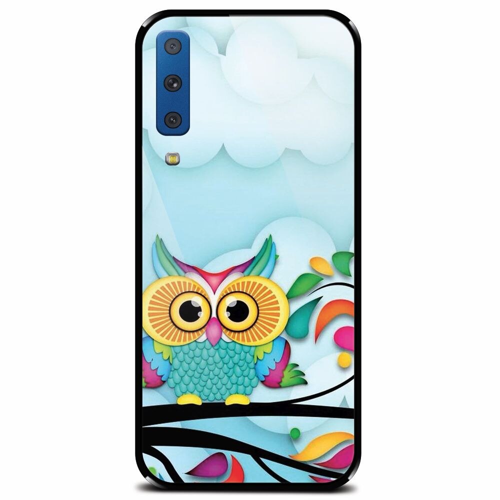Husa din sticla securizata pentru Samsung Galaxy A7 (2018), Owl 102