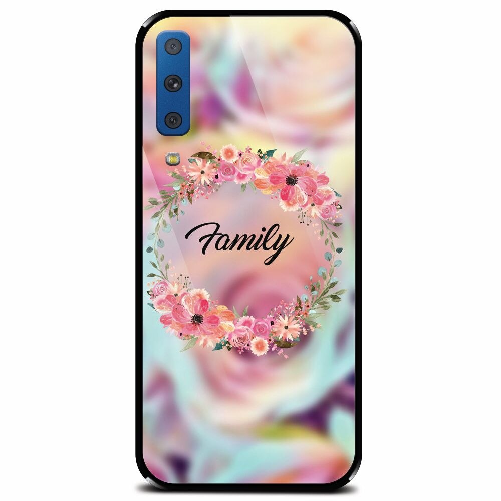 Husa din sticla securizata pentru Samsung Galaxy A7 (2018), Family