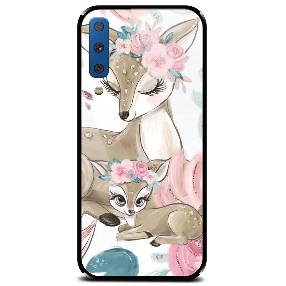 Husa din sticla securizata pentru Samsung Galaxy A7 (2018), Deers