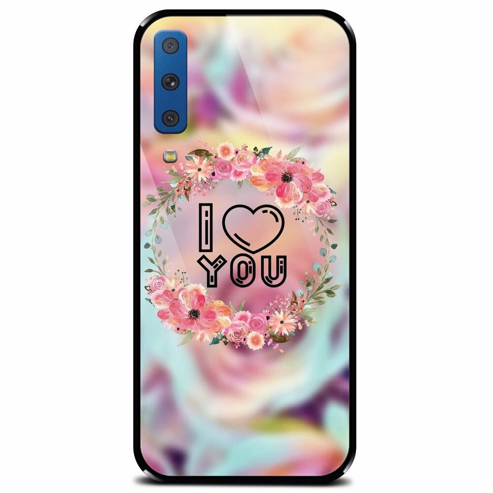 Husa din sticla securizata pentru Samsung Galaxy A7 (2018), I Love You