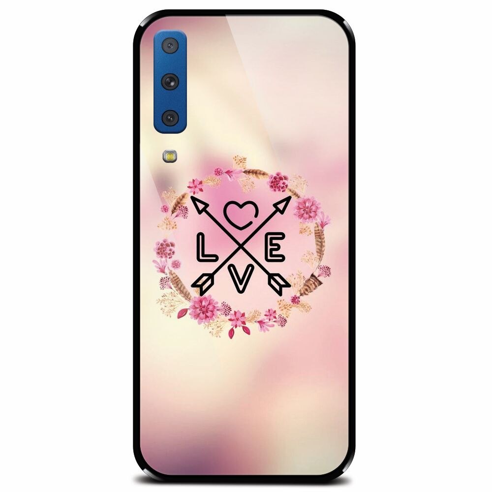Husa din sticla securizata pentru Samsung Galaxy A7 (2018), Love Arrow