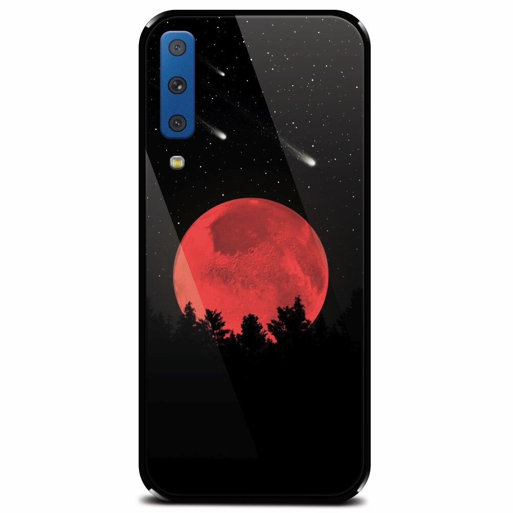 Husa din sticla securizata pentru Samsung Galaxy A7 (2018), Blood Moon