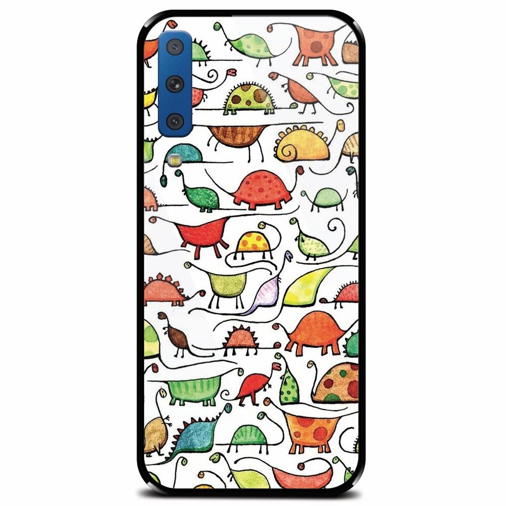 Husa din sticla securizata pentru Samsung Galaxy A7 (2018), Dino