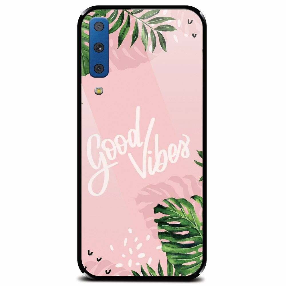 Husa din sticla securizata pentru Samsung Galaxy A7 (2018), Good Vibes