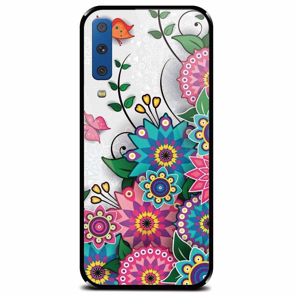 Husa din sticla securizata pentru Samsung Galaxy A7 (2018), Mandala Flowers