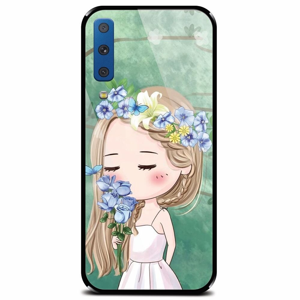 Husa din sticla securizata pentru Samsung Galaxy A7 (2018), Girl