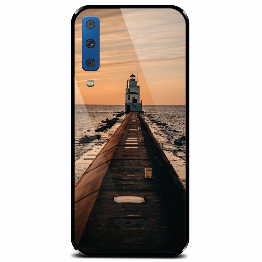 Husa din sticla securizata pentru Samsung Galaxy A7 (2018), Dawn Dusk