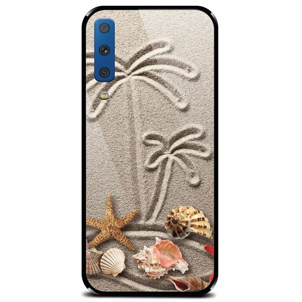 Husa din sticla securizata pentru Samsung Galaxy A7 (2018), Beach Sand