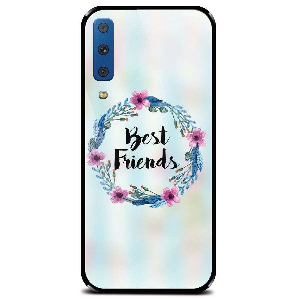 Husa din sticla securizata pentru Samsung Galaxy A7 (2018), Best Friends 001
