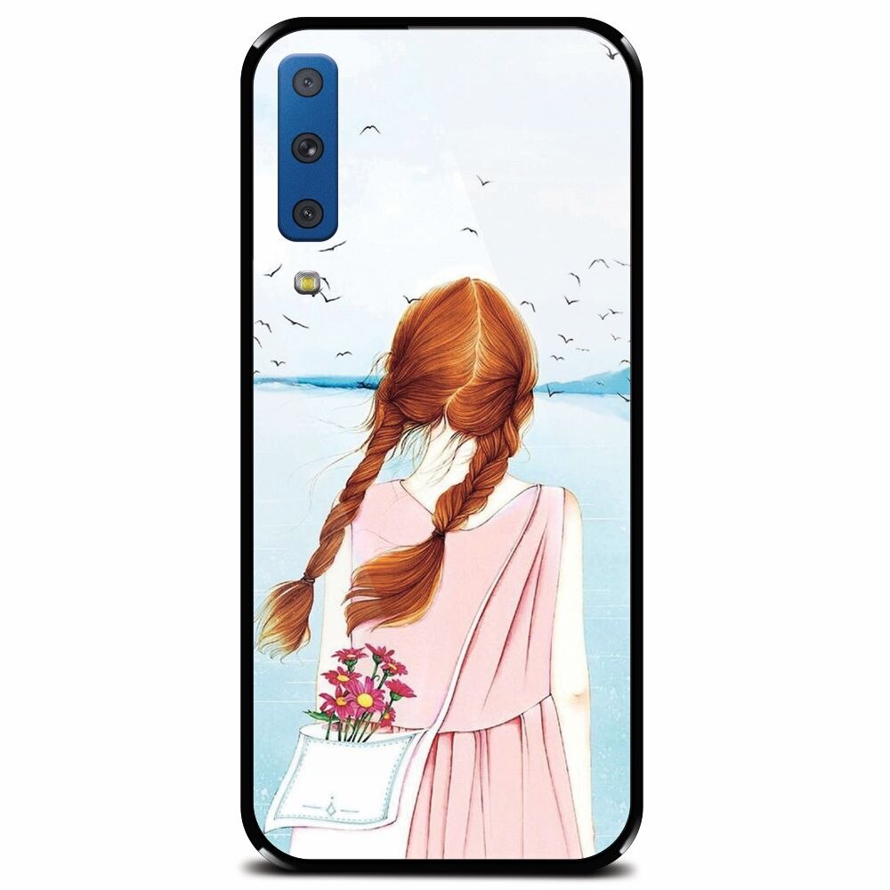 Husa din sticla securizata pentru Samsung Galaxy A7 (2018), Girl And Birds