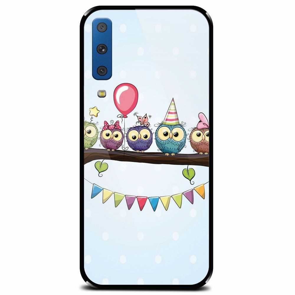 Husa din sticla securizata pentru Samsung Galaxy A7 (2018), Party Birds