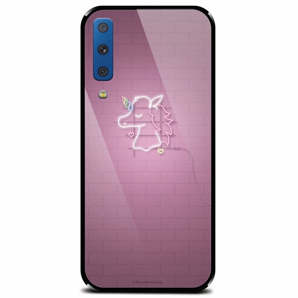 Husa din sticla securizata pentru Samsung Galaxy A7 (2018), Light Unicorn