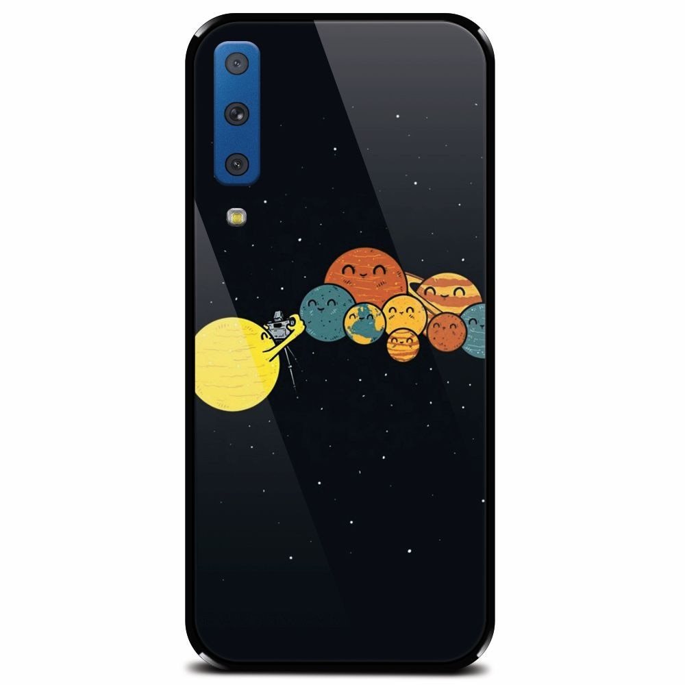 Husa din sticla securizata pentru Samsung Galaxy A7 (2018), Selfie Planet