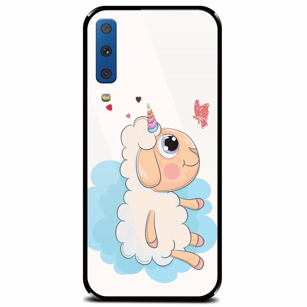 Husa din sticla securizata pentru Samsung Galaxy A7 (2018), Sheep Star
