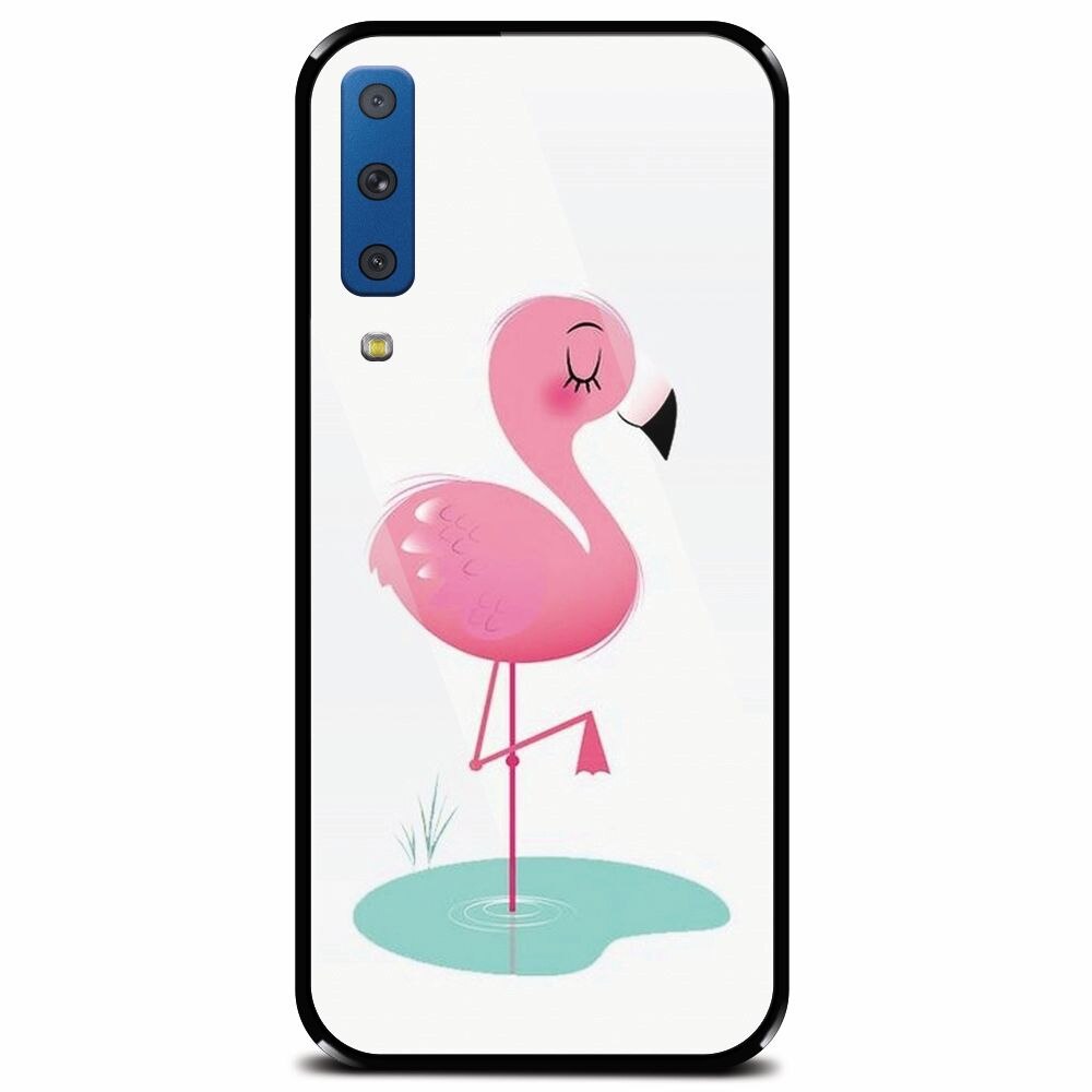 Husa din sticla securizata pentru Samsung Galaxy A7 (2018), Flamingo Pink