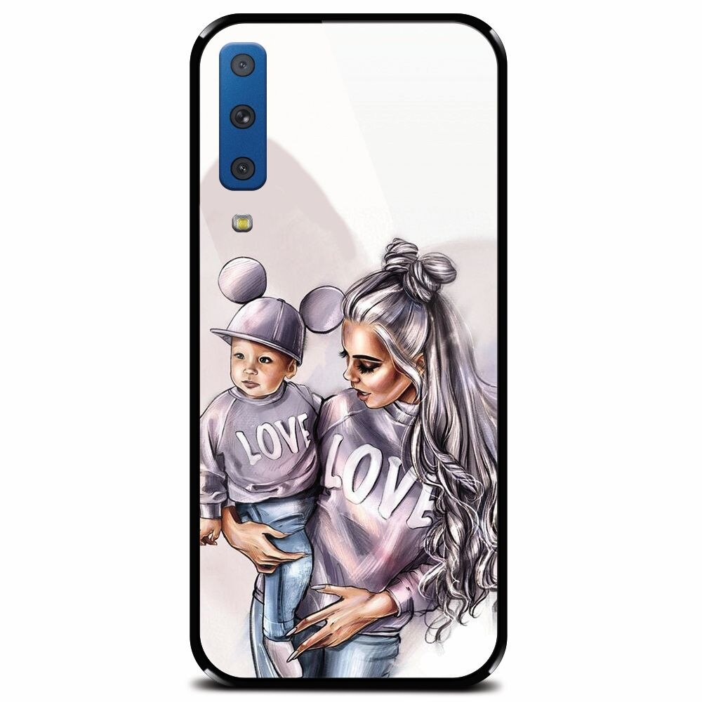 Husa din sticla securizata pentru Samsung Galaxy A7 (2018), Mommy Love