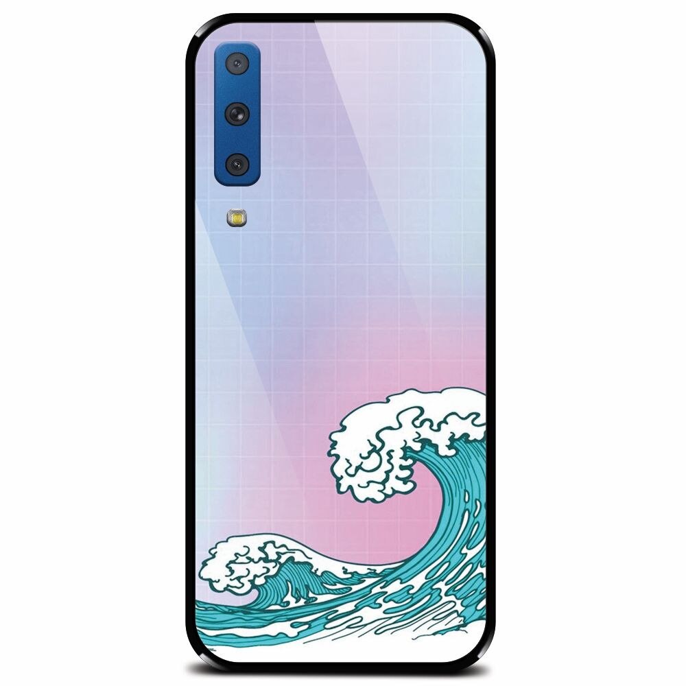 Husa din sticla securizata pentru Samsung Galaxy A7 (2018), Waves