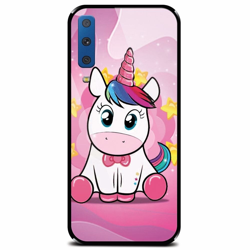 Husa din sticla securizata pentru Samsung Galaxy A7 (2018), Dream Like A Unicorn