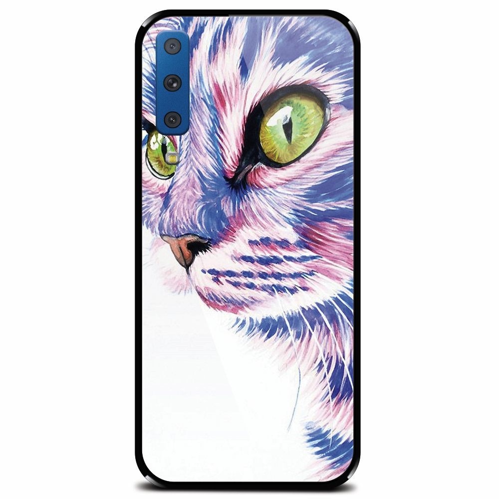 Husa din sticla securizata pentru Samsung Galaxy A7 (2018), Colorfull Cat