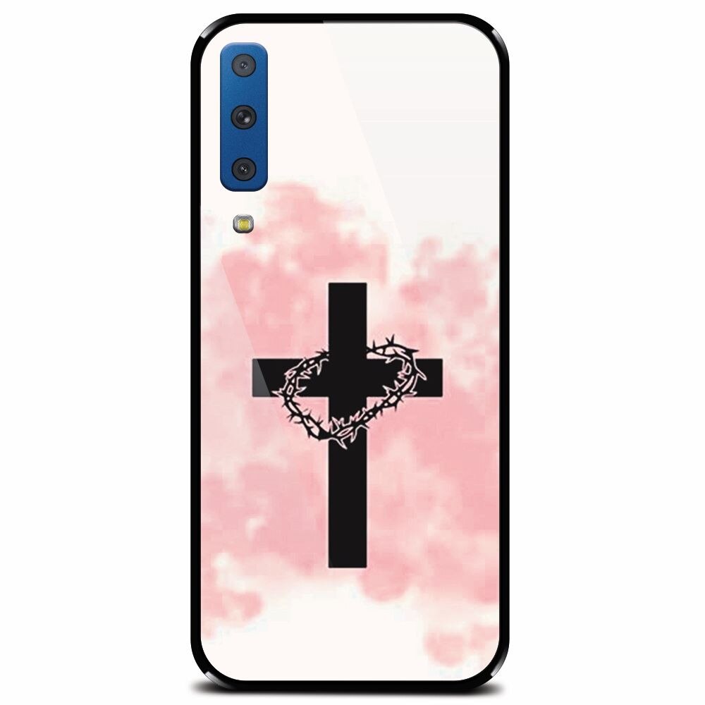 Husa din sticla securizata pentru Samsung Galaxy A7 (2018), Cross