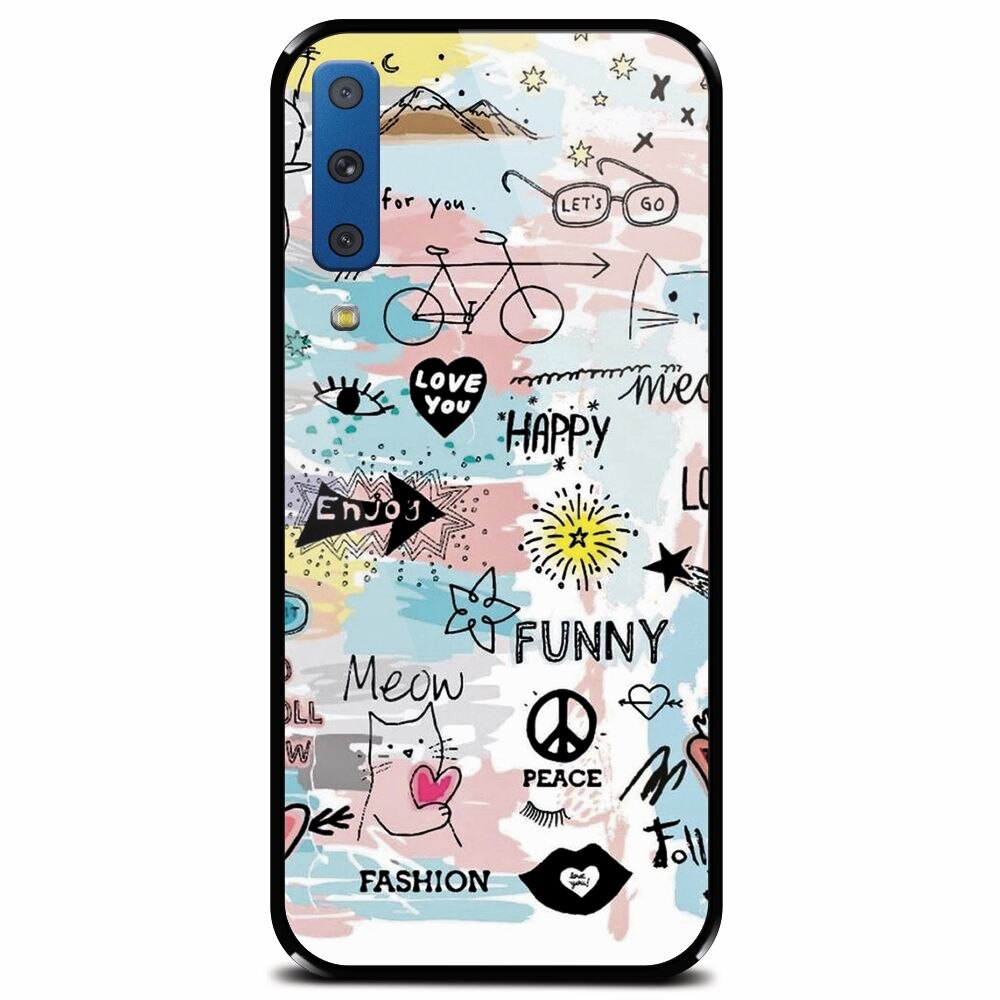 Husa din sticla securizata pentru Samsung Galaxy A7 (2018), Travel 101