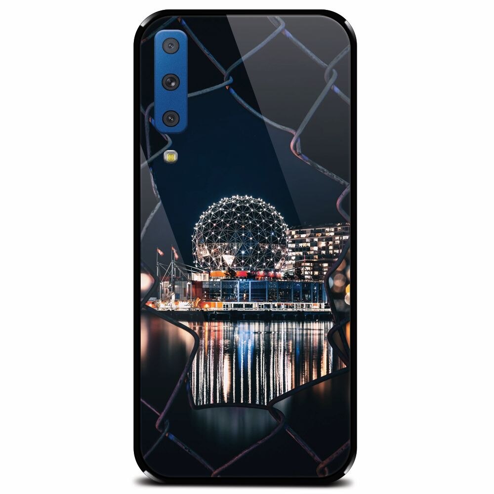 Husa din sticla securizata pentru Samsung Galaxy A7 (2018), Abstract Architectural Design