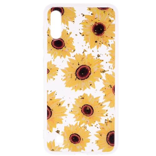 Carcasa Husa Samsung Galaxy A10 model Sunflowers , Antisoc + Folie sticla securizata Samsung Galaxy A10 Tempered Glass Viceversa