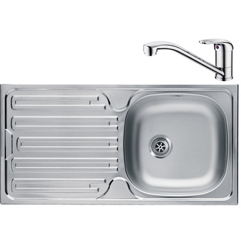 Pachet chiuveta Franke CIN 611 ST 860 + Baterie Narew, monocomanda, cartus ceramic, picurator stanga, 860x435 mm, Inox Pachet chiuveta Franke CIN 611 ST 860 + Baterie Narew, monocomanda, cartus ceramic, picurator stanga, 860x435 mm, Inox