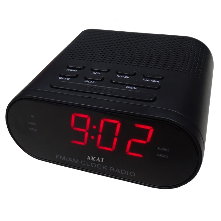 Радио с часовник AKAI CR002A-219, AM/FM, Екран LED, Sleep/Snooze