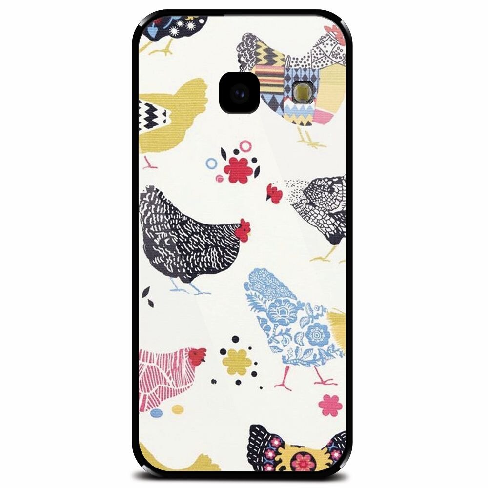 Husa din sticla securizata pentru Samsung Galaxy J4 Plus, Chickens