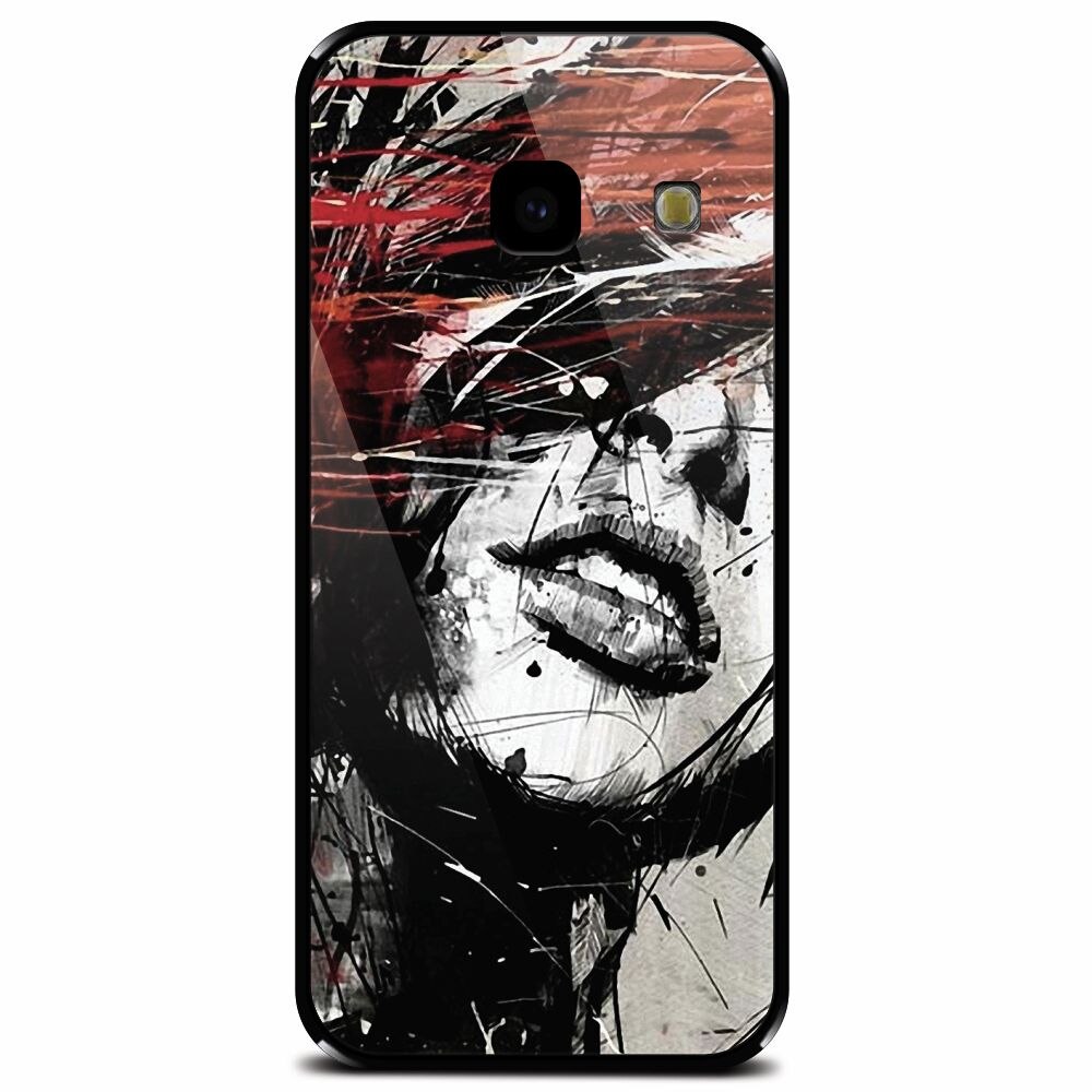 Husa din sticla securizata pentru Samsung Galaxy J4 Plus, Byroglyphics Woman Drawing
