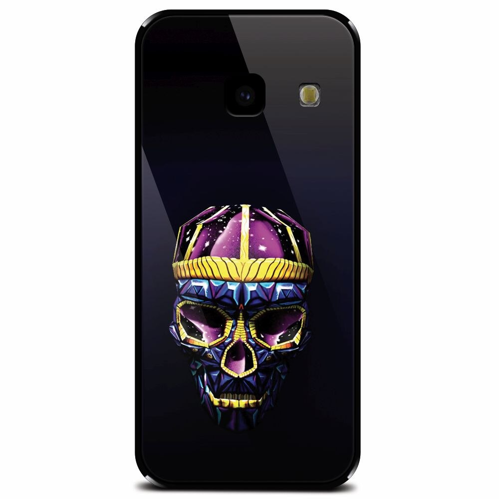Husa din sticla securizata pentru Samsung Galaxy J4 Plus, Colorfull Skull