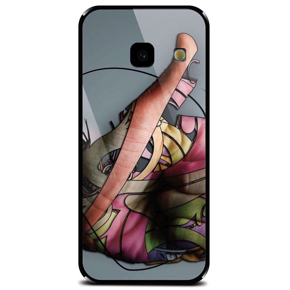 Husa din sticla securizata pentru Samsung Galaxy J4 Plus, Abstract Minimalistic Hands