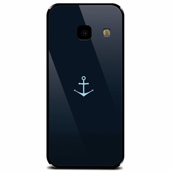 Husa din sticla securizata pentru Samsung Galaxy J4 Plus, Blue Navy Anchor Illustration Flat Husa din sticla securizata pentru Samsung Galaxy J4 Plus, Blue Navy Anchor Illustration Flat