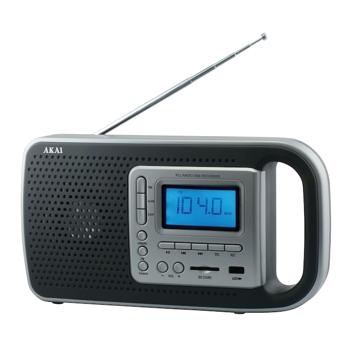 AKAI PR005A-420B hordozható rádió akkumulátorral, USB